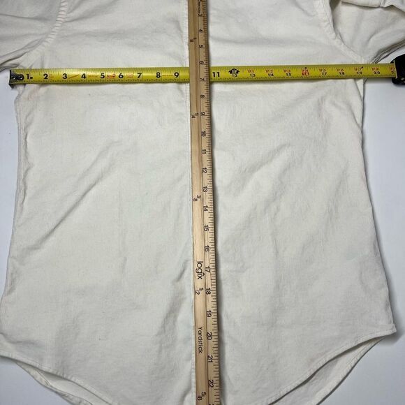 Zara Mens Slim Fit Button Down Long Sleeve Collared Corduroy Off white ivory M - Picture 7 of 7